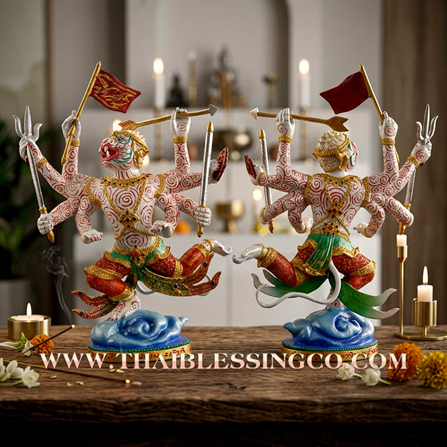 🐒 Sacred "8-Armed Hanuman" (The Celestial Conqueror) – Grand 8-Inch Painted Metal Edition: Luang Pu Kee, Wat Sri Lamyong, Surin (2011) – The Ultimate Engine for Absolute Victory, Sovereign Power, and Unstoppable Business Momentum!