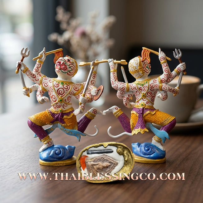 🐒 Sacred "8-Armed Hanuman" (The Celestial Conqueror) – Painted Metal Altar Edition: Luang Pu Kee, Wat Sri Lamyong, Surin (2011) – The Ultimate Engine for Absolute Victory, Sovereign Power, and Unstoppable Business Momentum!