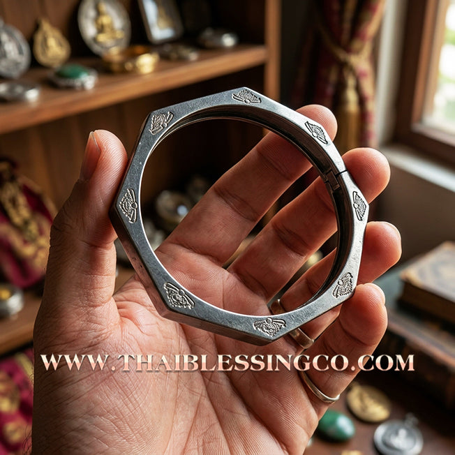 ✨🕉️ Sacred Black Rhodium-Plated Bronze "Phra Rahu" Destiny-Shifting Bracelet: Phra Achan Lek, Wat Tham Khao Noi (2016 Edition) – The Stealth Guardian of Wealth, Authority, and Absolute Karma Cleansing