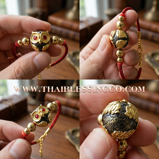 ✨🕉️ Sacred Black & Gold "Phaya Nok Thue Thue" (Great Owl of Fortune): Kruba Tao, Wat Ubosot Ban Lao (2020 Exclusive Edition) – The Ultimate Lanna Talisman for Hidden Wealth, Commercial Victory, and Infinite Abundance Red