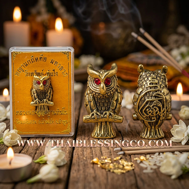 ✨🕉️ Sacred Brass "Phaya Nok Thue Thue" (Great Owl of Fortune): Luang Phor Jaroon, Wat Makubtong (2019 Exclusive Edition) – The Legendary Lanna Talisman for Supreme Gambling Luck, Hidden Wealth, and Unbeatable Financial Mastery