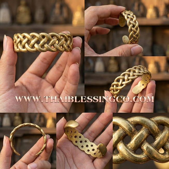 ✨🕉️ Sacred Brass "Phirot Khrop Chakkrawan" Universal Protection Bracelet: Master Achan Plian Hatyanon (2014 Khao Or Edition) – The Golden Knot of Invincibility, Fortune, and Total Destiny Mastery