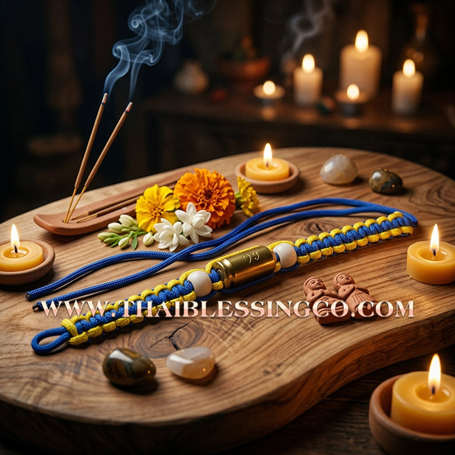 ✨🕉️ Sacred "Bullet Shell" Protection Takrut Bracelet – Maha Choke Maha Setthee Edition: Luang Pho Ap, Wat Thong Sai (2009 Exclusive) – The Ultimate Guardian Talisman for Invincibility, Extreme Wealth, and Absolute Safety