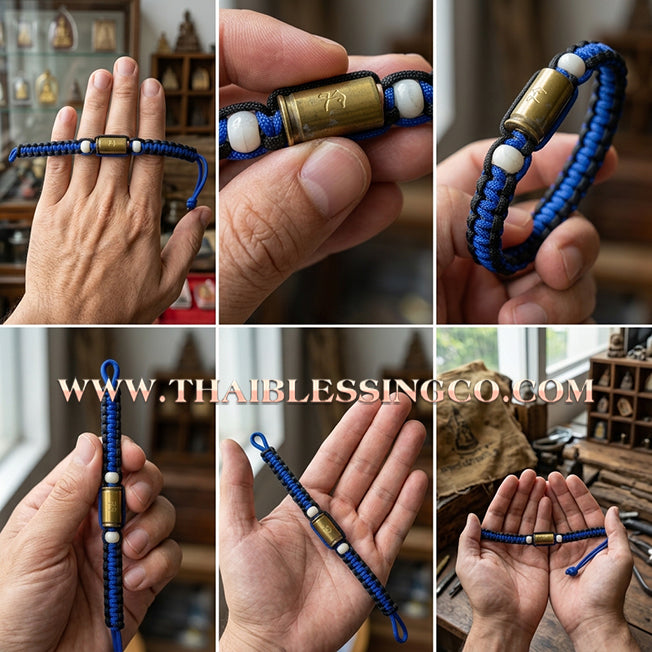 ✨🕉️ Sacred "Bullet Shell" Protection Takrut Bracelet – Maha Choke Maha Setthee Edition: Luang Pho Ap, Wat Thong Sai (2009 Exclusive) – The Ultimate Guardian Talisman for Invincibility, Extreme Wealth, and Absolute Safety