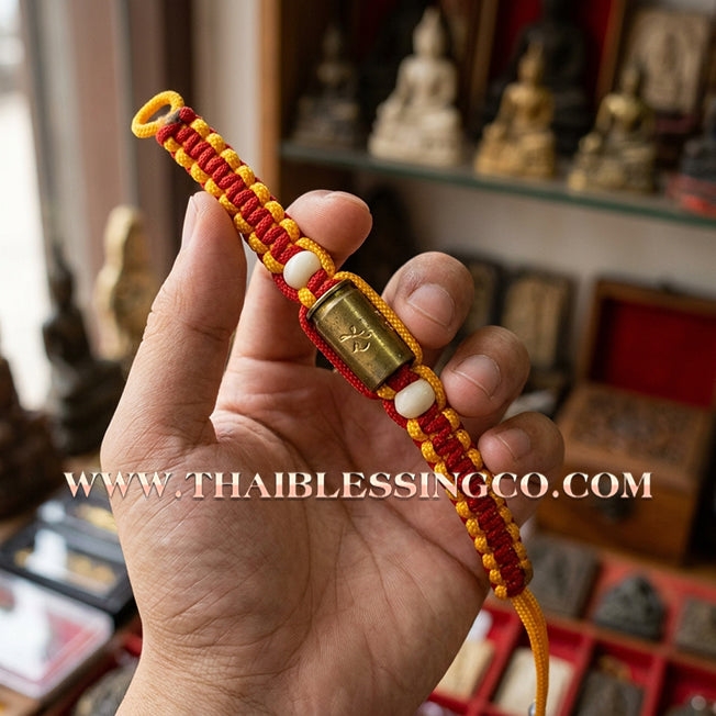 ✨🕉️ Sacred "Bullet Shell" Protection Takrut Bracelet – Maha Choke Maha Setthee Edition: Luang Pho Ap, Wat Thong Sai (2009 Exclusive) – The Ultimate Guardian Talisman for Invincibility, Extreme Wealth, and Absolute Safety