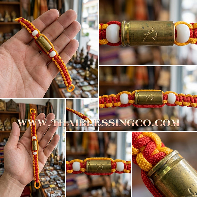 ✨🕉️ Sacred "Bullet Shell" Protection Takrut Bracelet – Maha Choke Maha Setthee Edition: Luang Pho Ap, Wat Thong Sai (2009 Exclusive) – The Ultimate Guardian Talisman for Invincibility, Extreme Wealth, and Absolute Safety