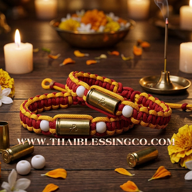 ✨🕉️ Sacred "Bullet Shell" Protection Takrut Bracelet – Maha Choke Maha Setthee Edition: Luang Pho Ap, Wat Thong Sai (2009 Exclusive) – The Ultimate Guardian Talisman for Invincibility, Extreme Wealth, and Absolute Safety