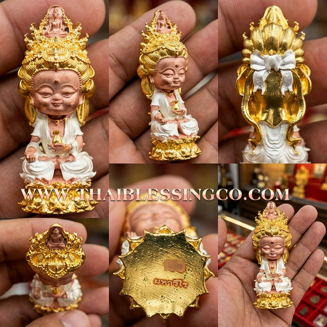 🪷 Sacred "Chao Mae Kuan Im Noi Roy Lan": Authentic 3K-Plated Victory Bronze Goddess of Compassion for Infinite Wealth by Phra Arjan Amnat (2023)