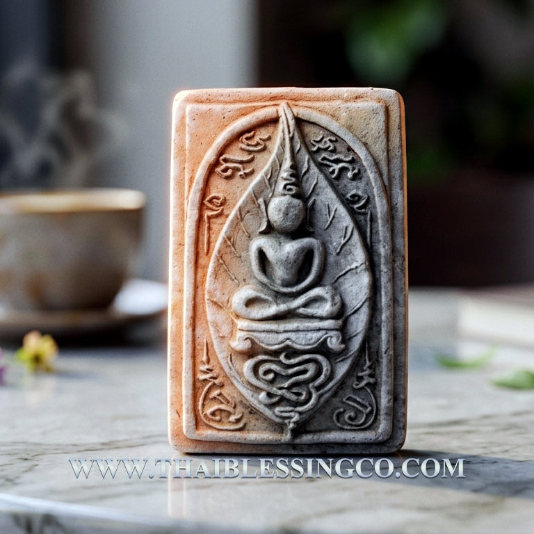 ✨ Sacred Clay Heritage: Authentic Thai Phra Somdej Bai Manao (Lemon Leaf Edition) – Consecrated Earth-Baked Clay Amulet by Luang Phor Jai, Wat Phraya Yat 2014 – The Ultimate Protection, Peace, and Prosperity Talisman (3.5 x 2.3 cm)