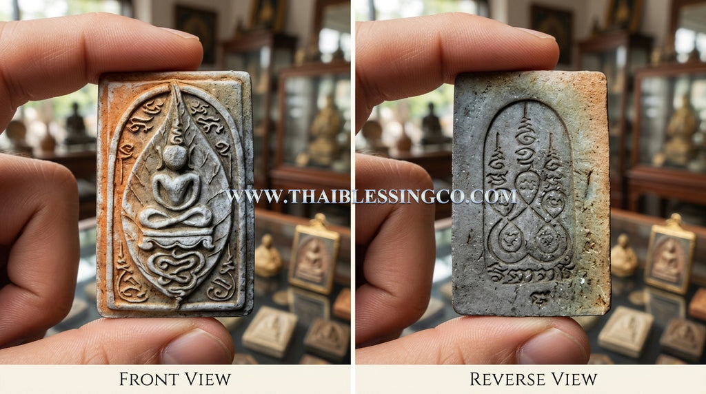 ✨ Sacred Clay Heritage: Authentic Thai Phra Somdej Bai Manao (Lemon Leaf Edition) – Consecrated Earth-Baked Clay Amulet by Luang Phor Jai, Wat Phraya Yat 2014 – The Ultimate Protection, Peace, and Prosperity Talisman (3.5 x 2.3 cm)