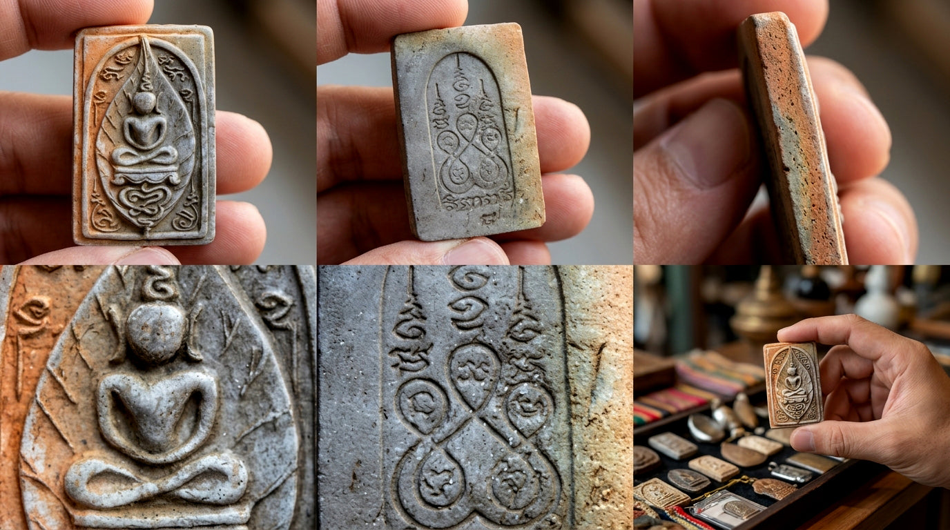 ✨ Sacred Clay Heritage: Authentic Thai Phra Somdej Bai Manao (Lemon Leaf Edition) – Consecrated Earth-Baked Clay Amulet by Luang Phor Jai, Wat Phraya Yat 2014 – The Ultimate Protection, Peace, and Prosperity Talisman (3.5 x 2.3 cm)