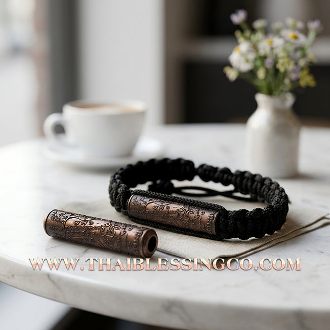 ✨🕉️ Sacred Copper "Phaya Mu Thongdaeng" (Wild Boar of Power) Takrud Bracelet: Phra-achan Som Khit, Wat Bueng Ta Ta (2014 Exclusive Edition) – The Invincible Talisman for Absolute Protection, Market Dominance, and Miraculous Fortune