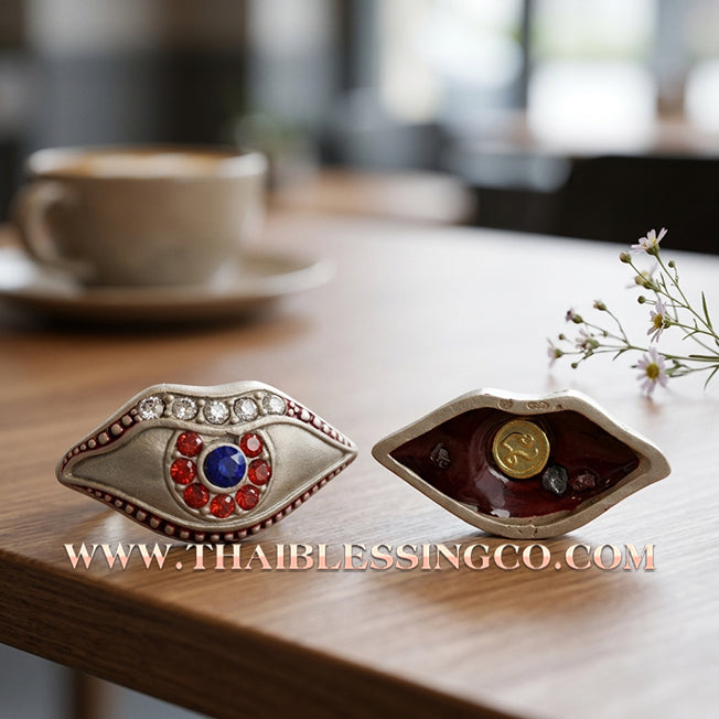 👁️ Sacred "Duang Ta Maha Thep" (Celestial Eye of the Great Deities) – White Gold Satin Finish: Kruba Kamfan, Wat Ko Choke (2024) – The Divine Third Eye of Lord Shiva for Infinite Vision, Protection, and Eternal Wealth!