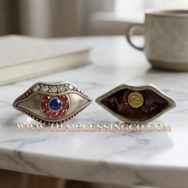 👁️ Sacred "Duang Ta Maha Thep" (Celestial Eye of the Great Deities) – White Gold Satin Finish: Kruba Kamfan, Wat Ko Choke (2024) – The Divine Third Eye of Lord Shiva for Infinite Vision, Protection, and Eternal Wealth!