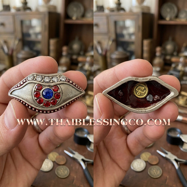 👁️ Sacred "Duang Ta Maha Thep" (Celestial Eye of the Great Deities) – White Gold Satin Finish: Kruba Kamfan, Wat Ko Choke (2024) – The Divine Third Eye of Lord Shiva for Infinite Vision, Protection, and Eternal Wealth!