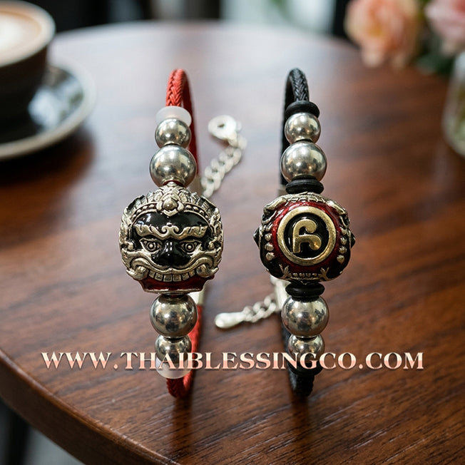 ✨🕉️ Sacred Enamel Alpaca "No Mo Srivijaya" Phra Rahu Alchemical Sphere (Luk Om) Bracelet The Ultimate Talisman for Modern Wealth, Fate Reversal, and Radiant Southern Prosperity!