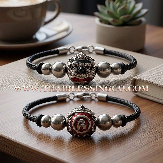 ✨🕉️ Sacred Enamel Alpaca "No Mo Srivijaya" Phra Rahu Alchemical Sphere (Luk Om) Bracelet The Ultimate Talisman for Modern Wealth, Fate Reversal, and Radiant Southern Prosperity!