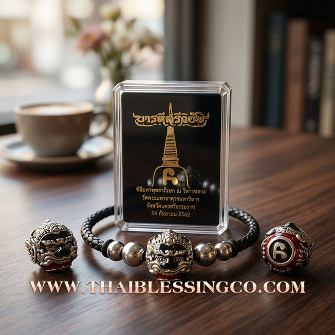 ✨🕉️ Sacred Enamel Alpaca "No Mo Srivijaya" Phra Rahu Alchemical Sphere (Luk Om) Bracelet The Ultimate Talisman for Modern Wealth, Fate Reversal, and Radiant Southern Prosperity!
