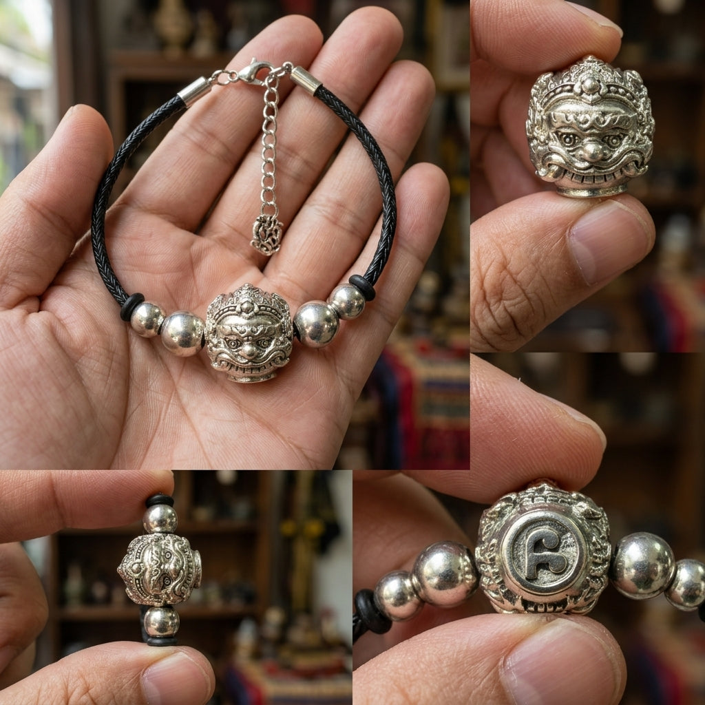 ✨🕉️ Sacred Enamel Alpaca "No Mo Srivijaya" Phra Rahu Alchemical Sphere (Luk Om) Bracelet The Ultimate Talisman for Modern Wealth, Fate Reversal, and Radiant Southern Prosperity!