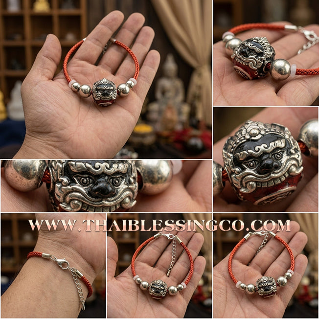 ✨🕉️ Sacred Enamel Alpaca "No Mo Srivijaya" Phra Rahu Alchemical Sphere (Luk Om) Bracelet The Ultimate Talisman for Modern Wealth, Fate Reversal, and Radiant Southern Prosperity!
