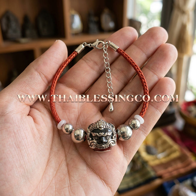 ✨🕉️ Sacred Enamel Alpaca "No Mo Srivijaya" Phra Rahu Alchemical Sphere (Luk Om) Bracelet The Ultimate Talisman for Modern Wealth, Fate Reversal, and Radiant Southern Prosperity!