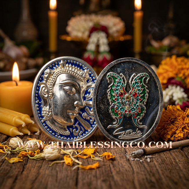 🦋 Sacred "Enamel Butterfly Masterpiece" (Rian Long Ya) – King of Sarika Heritage: Kruba Krissana, Weruwan Forest Monastery (2014) – The Ultimate Talisman for Global Charisma, Divine Attraction, and Unstoppable Wealth Expansion!
