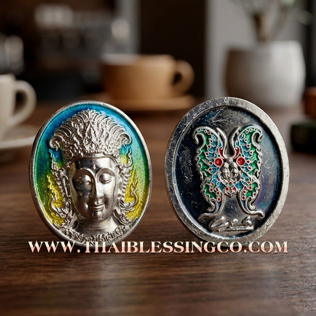 🦋 Sacred "Enamel Butterfly Masterpiece" (Rian Long Ya) – King of Sarika Heritage: Kruba Krissana, Weruwan Forest Monastery (2014) – The Ultimate Talisman for Global Charisma, Divine Attraction, and Unstoppable Wealth Expansion!