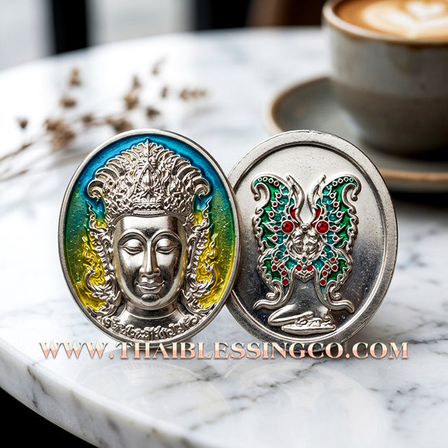 🦋 Sacred "Enamel Butterfly Masterpiece" (Rian Long Ya) – King of Sarika Heritage: Kruba Krissana, Weruwan Forest Monastery (2014) – The Ultimate Talisman for Global Charisma, Divine Attraction, and Unstoppable Wealth Expansion!
