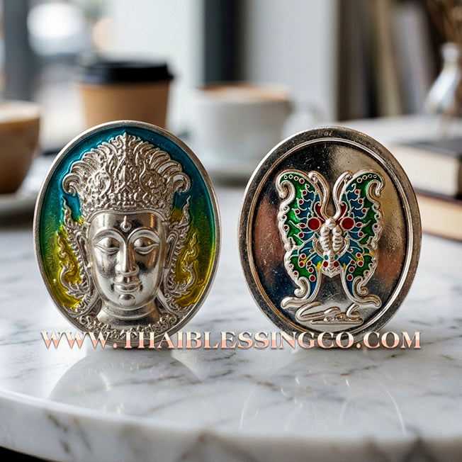🦋 Sacred "Enamel Butterfly Masterpiece" (Rian Long Ya) – King of Sarika Heritage: Kruba Krissana, Weruwan Forest Monastery (2014) – The Ultimate Talisman for Global Charisma, Divine Attraction, and Unstoppable Wealth Expansion!