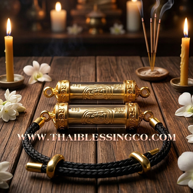 ✨🕉️ Sacred "Gae Jon" (End Poverty) Takrud Bracelet: Achan Plien Hatyanon (2025 Exclusive Edition) – The Ultimate Khao Or Talisman for Financial Breakthroughs, Wealth Attraction, and Infinite Prosperity
