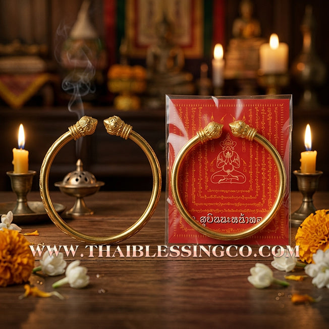 ✨🕉️ Sacred Gold-Plated Bronze "Billionaire Lotus" Bracelet: Master Achan Subin Na Na Thong (2016 Exclusive Edition) – The Ultimate Talisman for Prosperity, Divine Aura, and Unstoppable Financial Growth