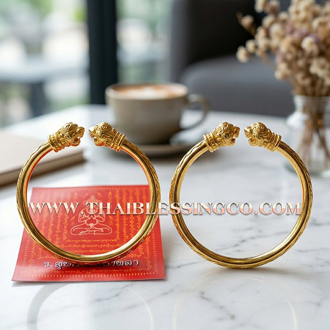 ✨🕉️ Sacred Gold-Plated Bronze "Billionaire Lotus" Bracelet: Master Achan Subin Na Na Thong (2016 Exclusive Edition) – The Ultimate Talisman for Prosperity, Divine Aura, and Unstoppable Financial Growth