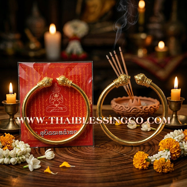 ✨🕉️ Sacred Gold-Plated Bronze "Billionaire Lotus" Bracelet: Master Achan Subin Na Na Thong (2016 Exclusive Edition) – The Ultimate Talisman for Prosperity, Divine Aura, and Unstoppable Financial Growth