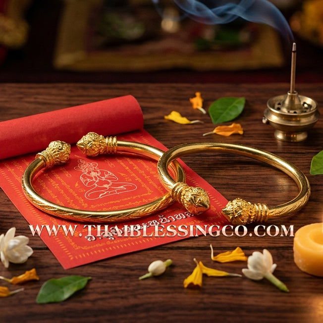 ✨🕉️ Sacred Gold-Plated Bronze "Billionaire Lotus" Bracelet: Master Achan Subin Na Na Thong (2016 Exclusive Edition) – The Ultimate Talisman for Prosperity, Divine Aura, and Unstoppable Financial Growth