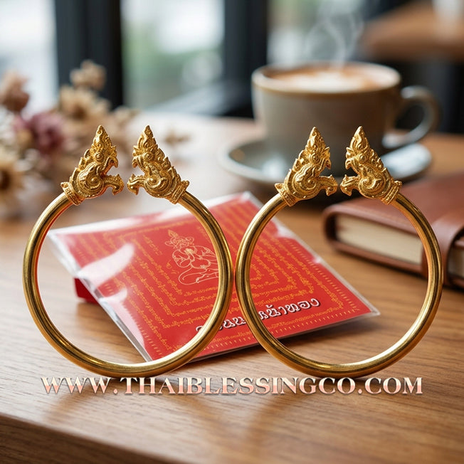 ✨🕉️ Sacred Gold-Plated Bronze "Naga Millionaire" Bracelet: Master Achan Subin Na Na Thong (2016 Exclusive Edition) – The Supreme Golden Guardian Talisman for Billionaire Status, Boundless Abundance, and Imperial Success