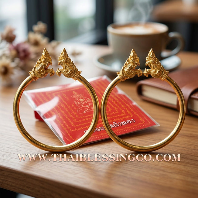 ✨🕉️ Sacred Gold-Plated Bronze "Naga Millionaire" Bracelet: Master Achan Subin Na Na Thong (2016 Exclusive Edition) – The Supreme Golden Guardian Talisman for Billionaire Status, Boundless Abundance, and Imperial Success