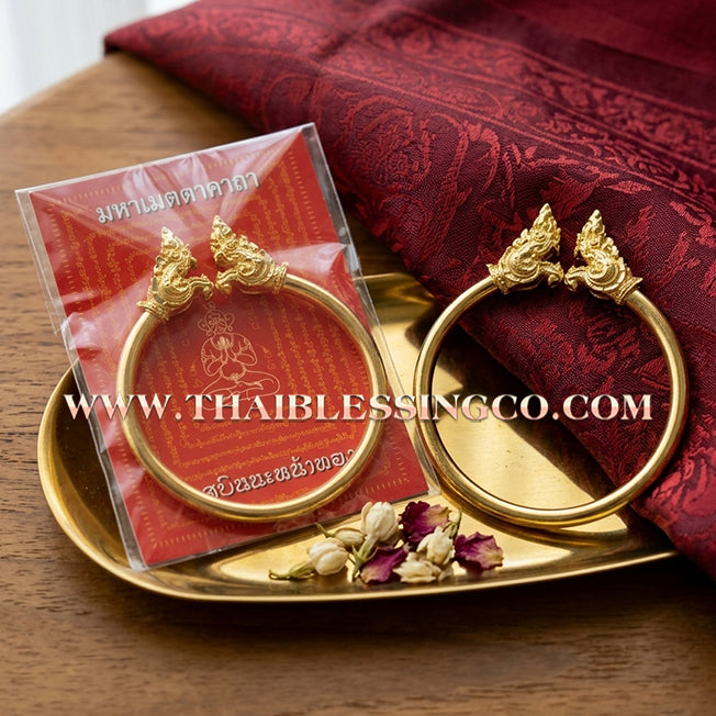 ✨🕉️ Sacred Gold-Plated Bronze "Naga Millionaire" Bracelet: Master Achan Subin Na Na Thong (2016 Exclusive Edition) – The Supreme Golden Guardian Talisman for Billionaire Status, Boundless Abundance, and Imperial Success