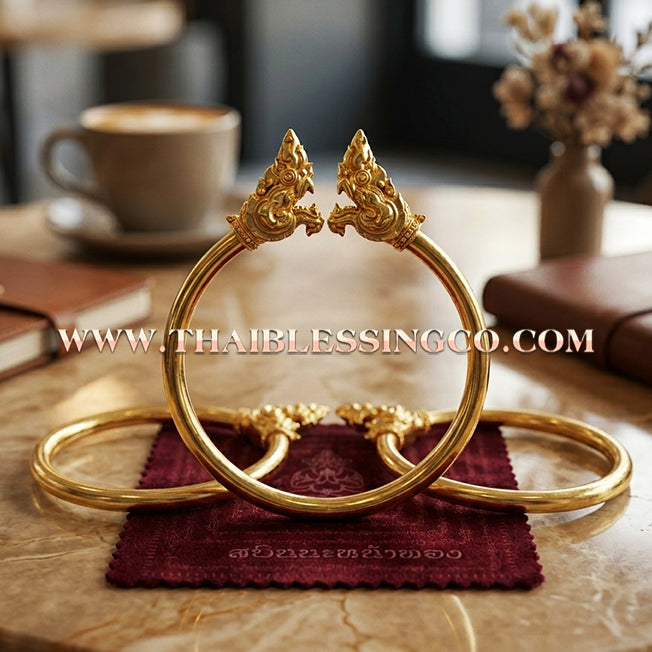 ✨🕉️ Sacred Gold-Plated Bronze "Naga Millionaire" Bracelet: Master Achan Subin Na Na Thong (2016 Exclusive Edition) – The Supreme Golden Guardian Talisman for Billionaire Status, Boundless Abundance, and Imperial Success