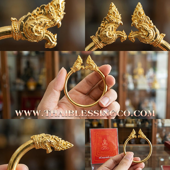 ✨🕉️ Sacred Gold-Plated Bronze "Naga Millionaire" Bracelet: Master Achan Subin Na Na Thong (2016 Exclusive Edition) – The Supreme Golden Guardian Talisman for Billionaire Status, Boundless Abundance, and Imperial Success