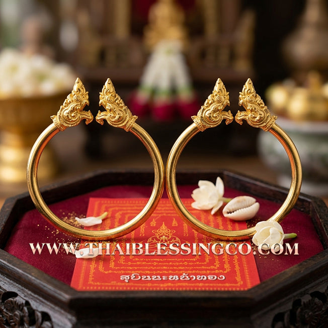 ✨🕉️ Sacred Gold-Plated Bronze "Naga Millionaire" Bracelet: Master Achan Subin Na Na Thong (2016 Exclusive Edition) – The Supreme Golden Guardian Talisman for Billionaire Status, Boundless Abundance, and Imperial Success
