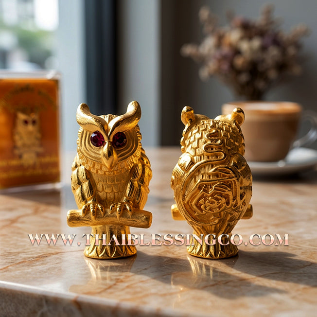 ✨🕉️ Sacred Gold-Plated Bronze "Phaya Nok Thue Thue" (Great Owl of Fortune): Luang Phor Jaroon, Wat Makubtong (2019 Exclusive Edition) – The Ultimate Lanna Talisman for Golden Windfalls, Extreme Gambling Luck, and Financial Mastery