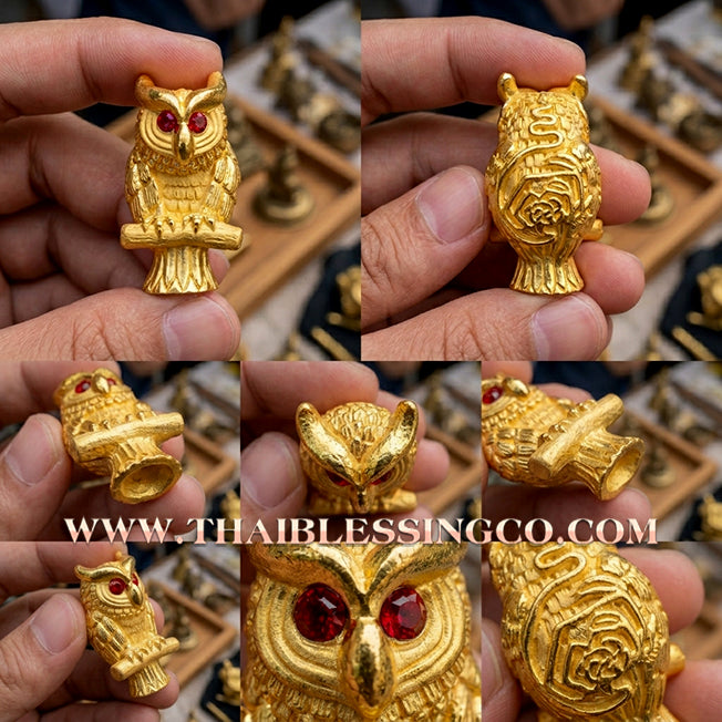 ✨🕉️ Sacred Gold-Plated Bronze "Phaya Nok Thue Thue" (Great Owl of Fortune): Luang Phor Jaroon, Wat Makubtong (2019 Exclusive Edition) – The Ultimate Lanna Talisman for Golden Windfalls, Extreme Gambling Luck, and Financial Mastery