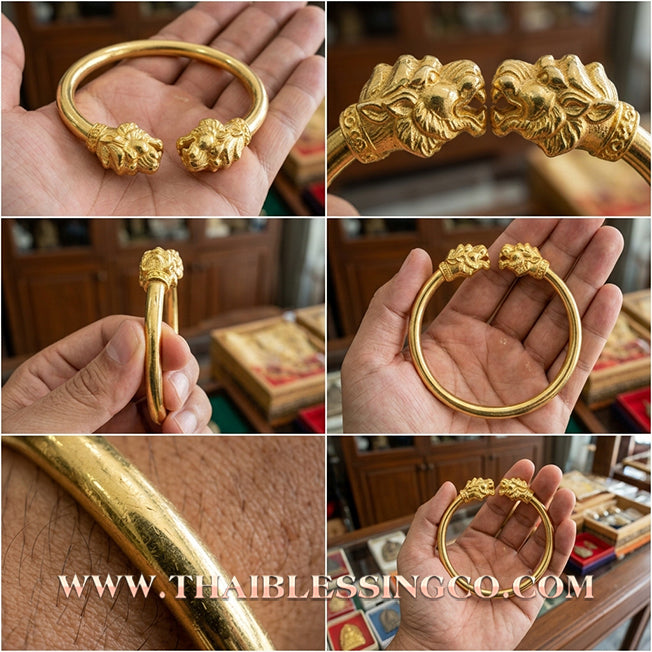 ✨🕉️ Sacred Gold-Plated Bronze "Sihuhuata Millionaire" Bracelet: Master Achan Subin Na Na Thong (2016 Exclusive Edition) – The Supreme Golden Lanna Talisman for Alchemical Wealth, Windfall Luck, and Billionaire Status