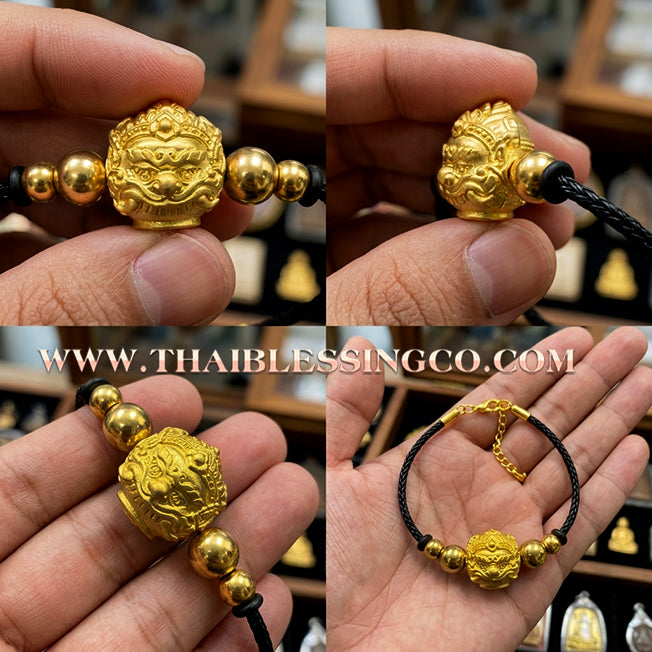 ✨🕉️ Sacred Gold-Plated "No Mo Srivijaya" Phra Rahu Alchemical Sphere (Luk Om) Bracelet – Baramee Srivijaya the Ultimate Talisman for Royal Wealth, Fate Reversal, and Southern Prosperity!