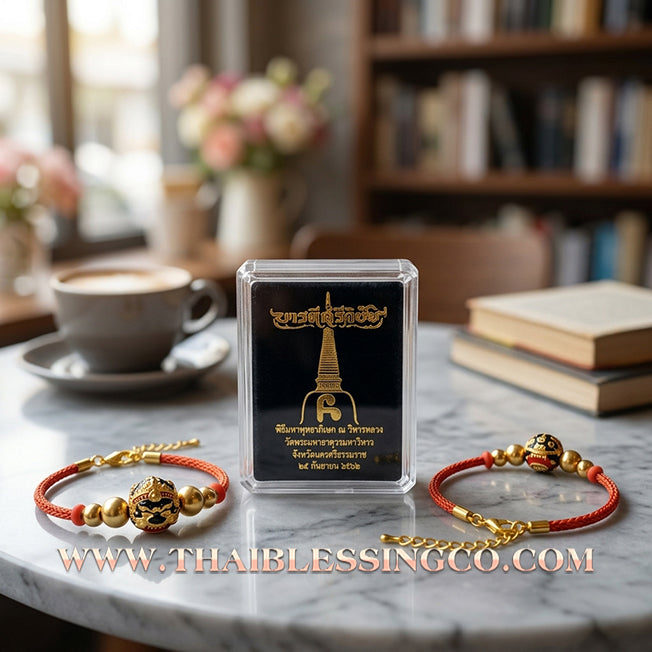 ✨🕉️ Sacred Gold-Plated & Enamel "No Mo Srivijaya" Phra Rahu Alchemical Sphere (Luk Om) Bracelet – Baramee Srivijaya The Ultimate Talisman for Royal Abundance, Fate Reversal, and Southern Prosperity!