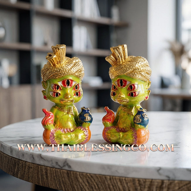 ✨🕉️ Sacred "Gold-Plated & Green-Bodied" Phraya Si Hu Ha Ta (The 4-Ears 5-Eyes Deity) The High-Frequency Tool for Rapid Financial Breakthroughs, Irresistible Aura, and Absolute Dominance!