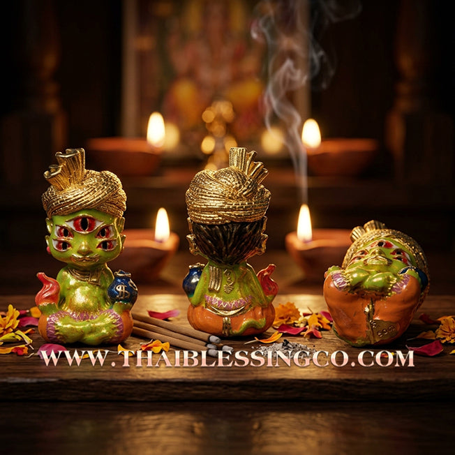 ✨🕉️ Sacred "Gold-Plated & Green-Bodied" Phraya Si Hu Ha Ta (The 4-Ears 5-Eyes Deity) The High-Frequency Tool for Rapid Financial Breakthroughs, Irresistible Aura, and Absolute Dominance!