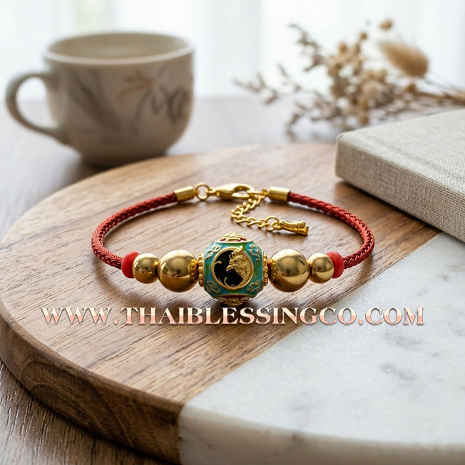 ✨🕉️ Sacred Gold-Plated & Green Enamel Ai Khai "Thai Flag" Maha Lap Sphere – Wat Khok Takhian (2020 Exclusive) – The Ultimate "Boy Wonder" Talisman for Miraculous Luck, National Pride, and Unstoppable Prosperity