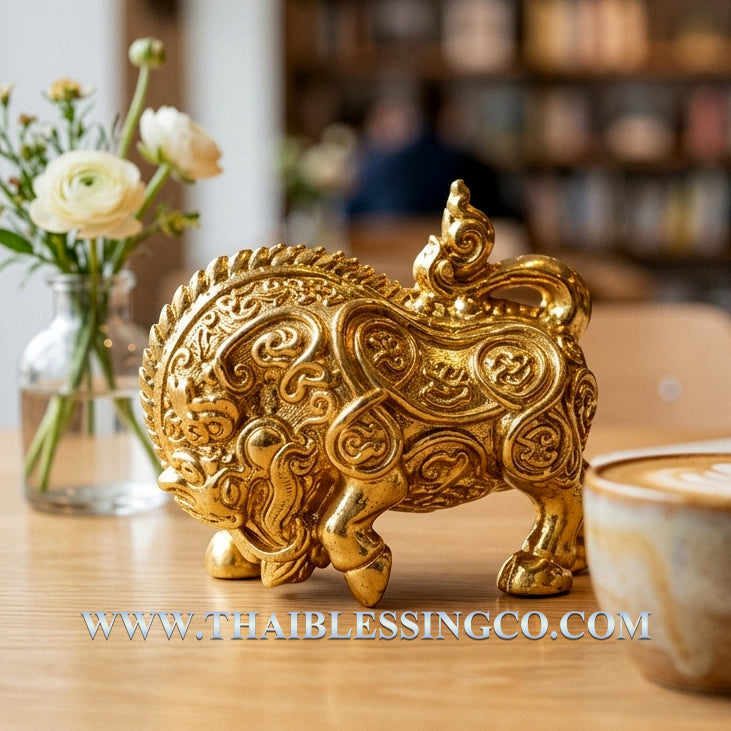 🐗 Sacred "Golden Wild Boar" Victory Talisman - The Sovereign of Wealth & Unstoppable Progress (Collector's Edition) - Blessed by Luang Phor Wan, Wat Khlong Khun - Gold-Plated Copper Finish