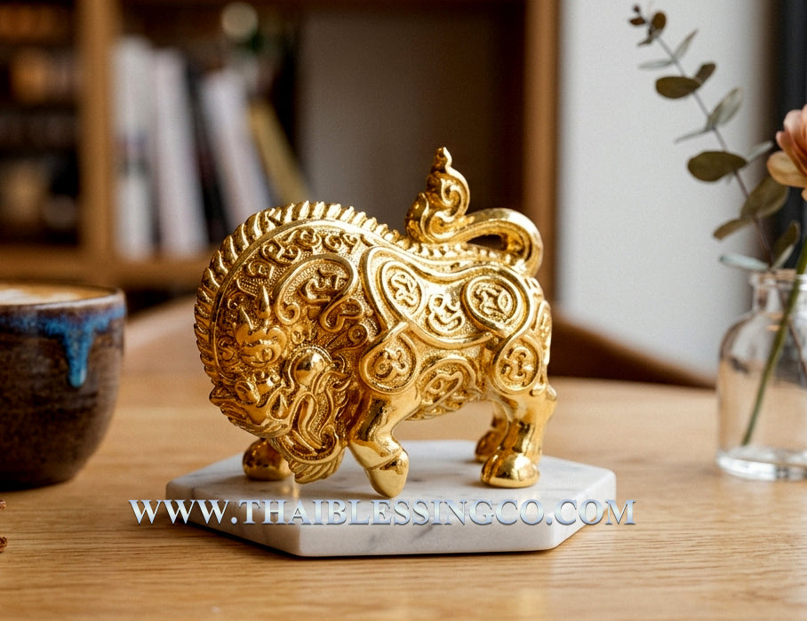 🐗 Sacred "Golden Wild Boar" Victory Talisman - The Sovereign of Wealth & Unstoppable Progress (Collector's Edition) - Blessed by Luang Phor Wan, Wat Khlong Khun - Gold-Plated Copper Finish